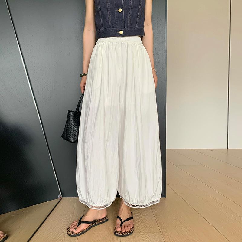 

Spring-Summer Lace Hollow Wide-Leg Cropped Pants - Light, Breathable & Versatile Extra Large білий