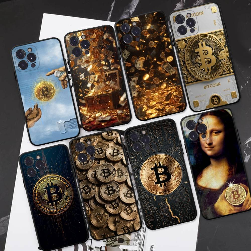 Bitcoin Retro Logo Phone Case For IPhone 17 16 15 14 13 12 11 Pro Max Plus Mini Silicone Black Cover