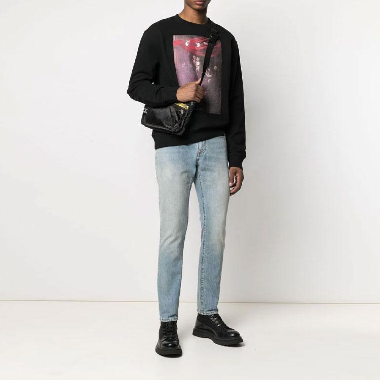 Off-White SS21 Arrows Pattern Print Crew Neck Long Sleeve Sweatshirt Regular Fit Men Tops Black OMBA025S21FLE0091001