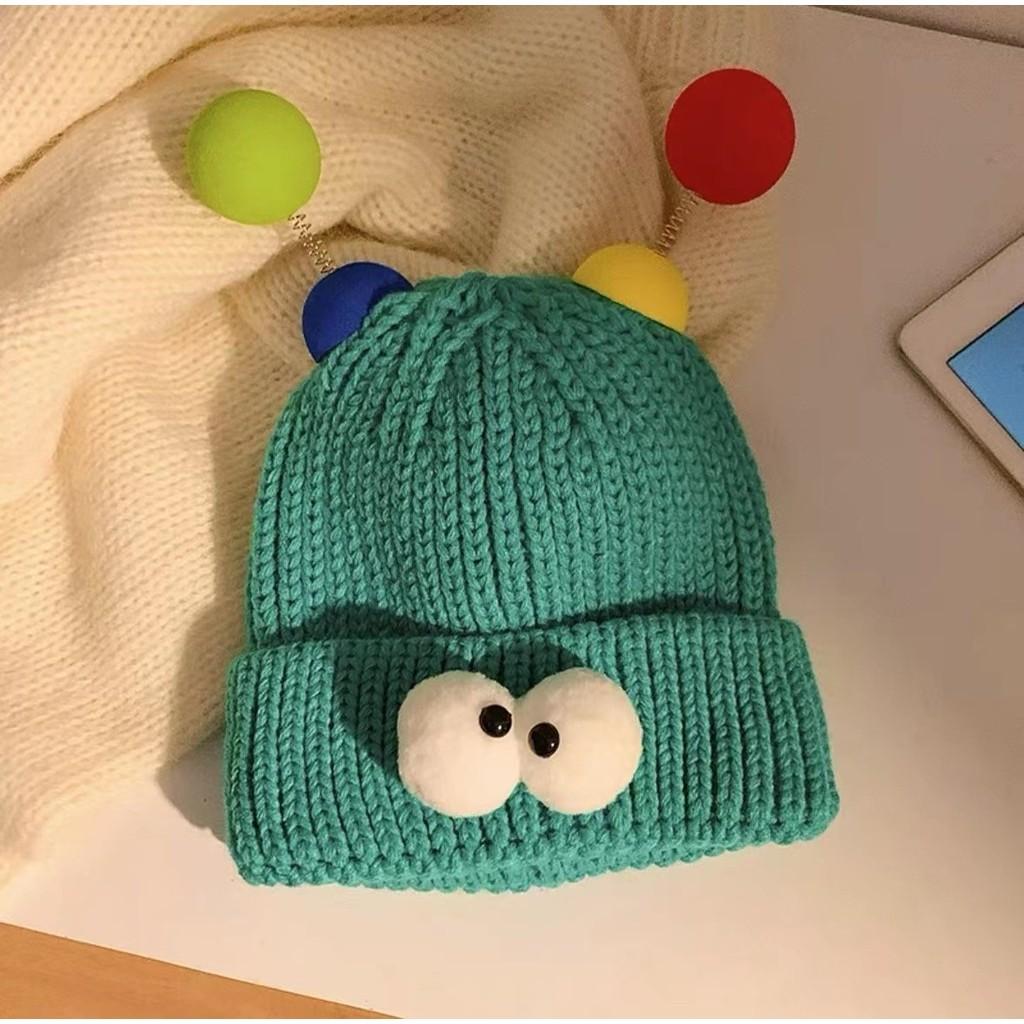 Chapéu de Tricô de Monstro Pequeno de Olhos Grandes Desenho Animado Para Mulheres Fofo Excêntrico Casais Gorro de Inverno