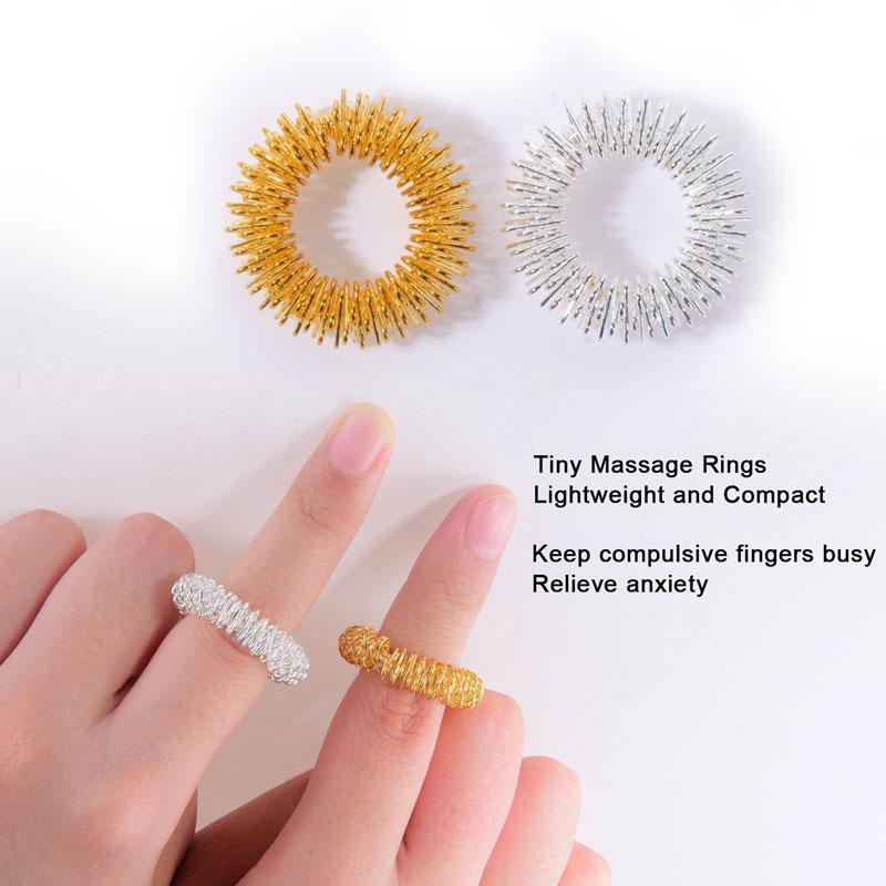 5Pcs Acupressure Rings Bracelets Massagers Set Spiky Sensory Finger Hand Wrist Massage Pain Relief Therapy