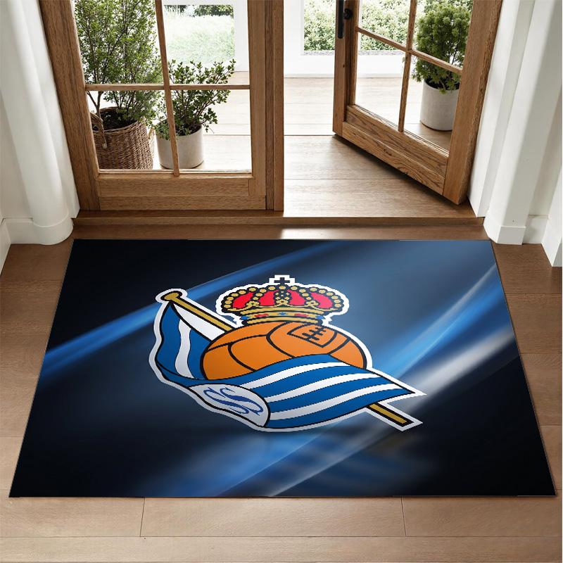Real Sociedad FC Design Crystal Velvet Rug Soft Decorative Mat for Bedroom Entrance