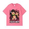 275 GSM Washed T-shirts 100% Cotton Demon Slayer V73 Nezuko Print Unisex Heavy Cotton T Shirt