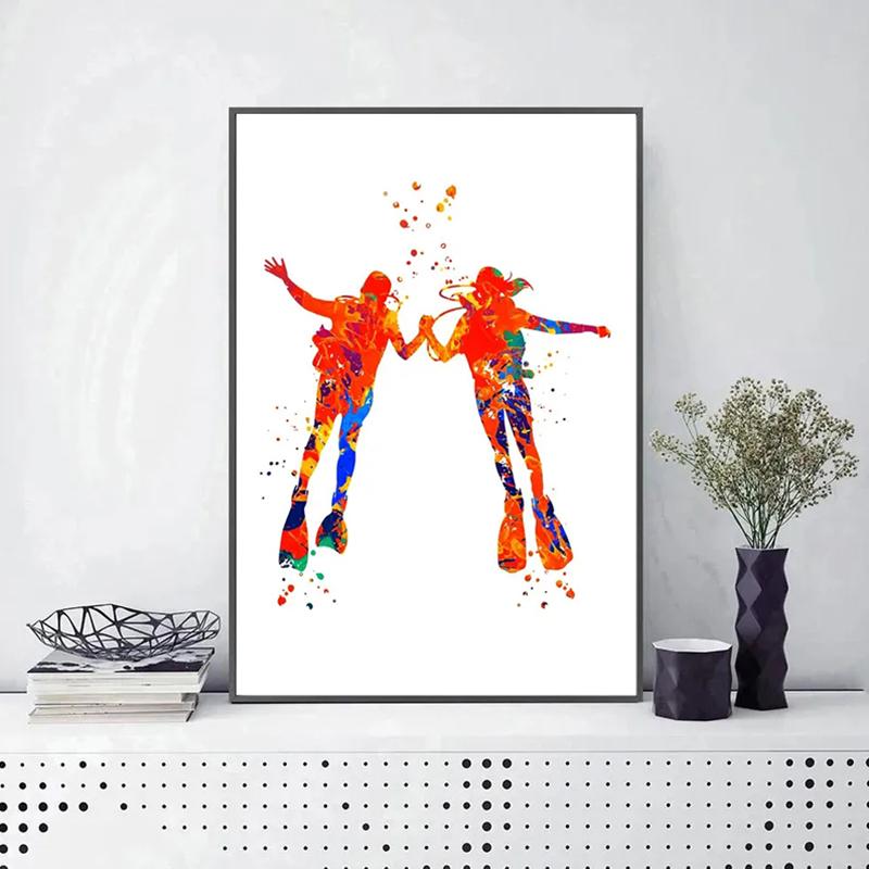 Abstract Watercolor Posters and Prints Young Basketball Players Modern Wall Art Canvas Painting for Sports Rooms Home Decoration