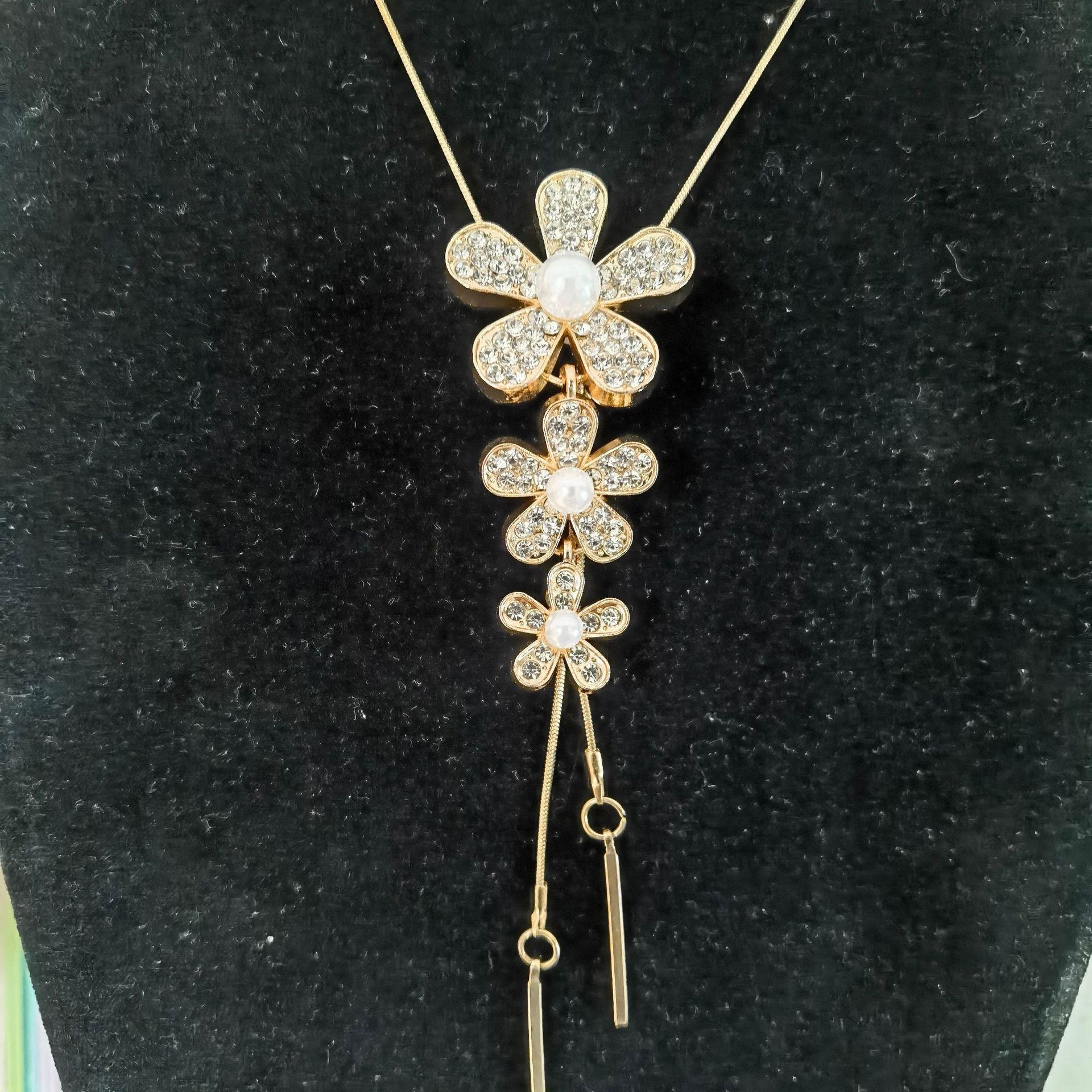 

Женская длинная цепочка для свитера с подвеской-кисточкой в виде цветка, универсальный модный аксессуар для осенне-зимней одежды