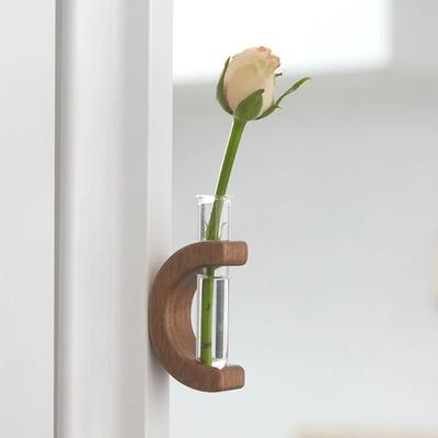 Test Tube Solid Wood Vase Fridge Magnet Decor Creative Sticker Fridge Magnet DIY Simulation Flower Vase Mini Bonsai Home Decor