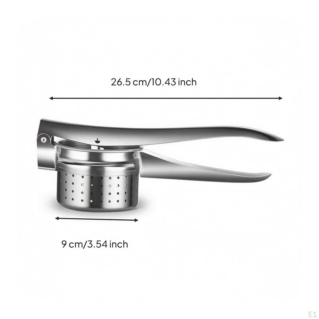 Stainless Steel Food Press Handheld Manual LongHandled Potato Ricer for Home Cooks,