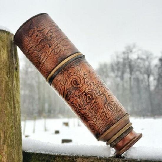 Mosiężny teleskop z etui skórzanym w stylu Marine Spyglass Maritime