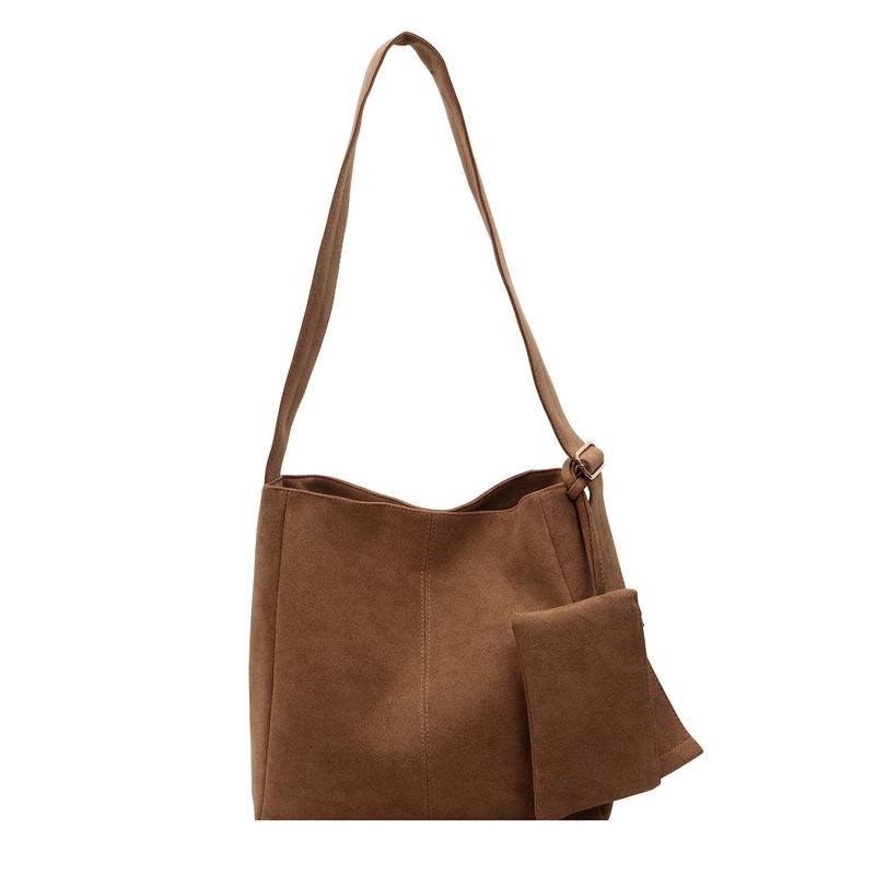 2025 New Suede Bag Women's High-end Maillard Shoulder Bag Large-capacity Tote Bag Versatile Messenger Bag
