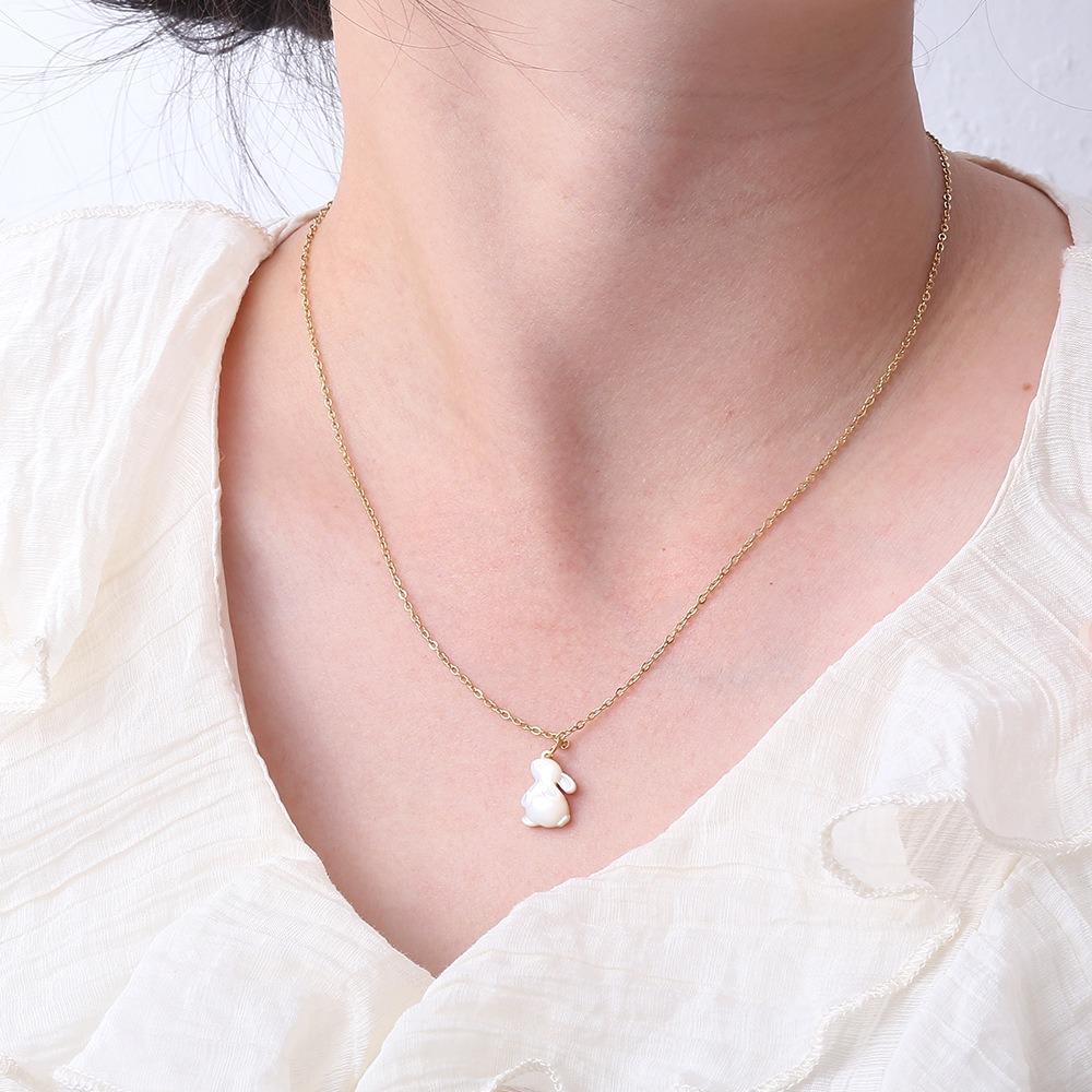 Rabbit Shape Rabbit Pendant Necklace Simple Sweater Chain Necklace  Mid-Autumn Festival Gift