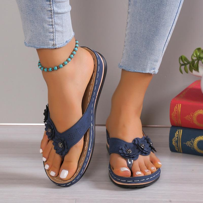 Fashionable and Elegant Flower Knot Lightweight Thick Sole Sandals Summer Leisure Breathable Outdoor Slippers Shoes Size 36-43