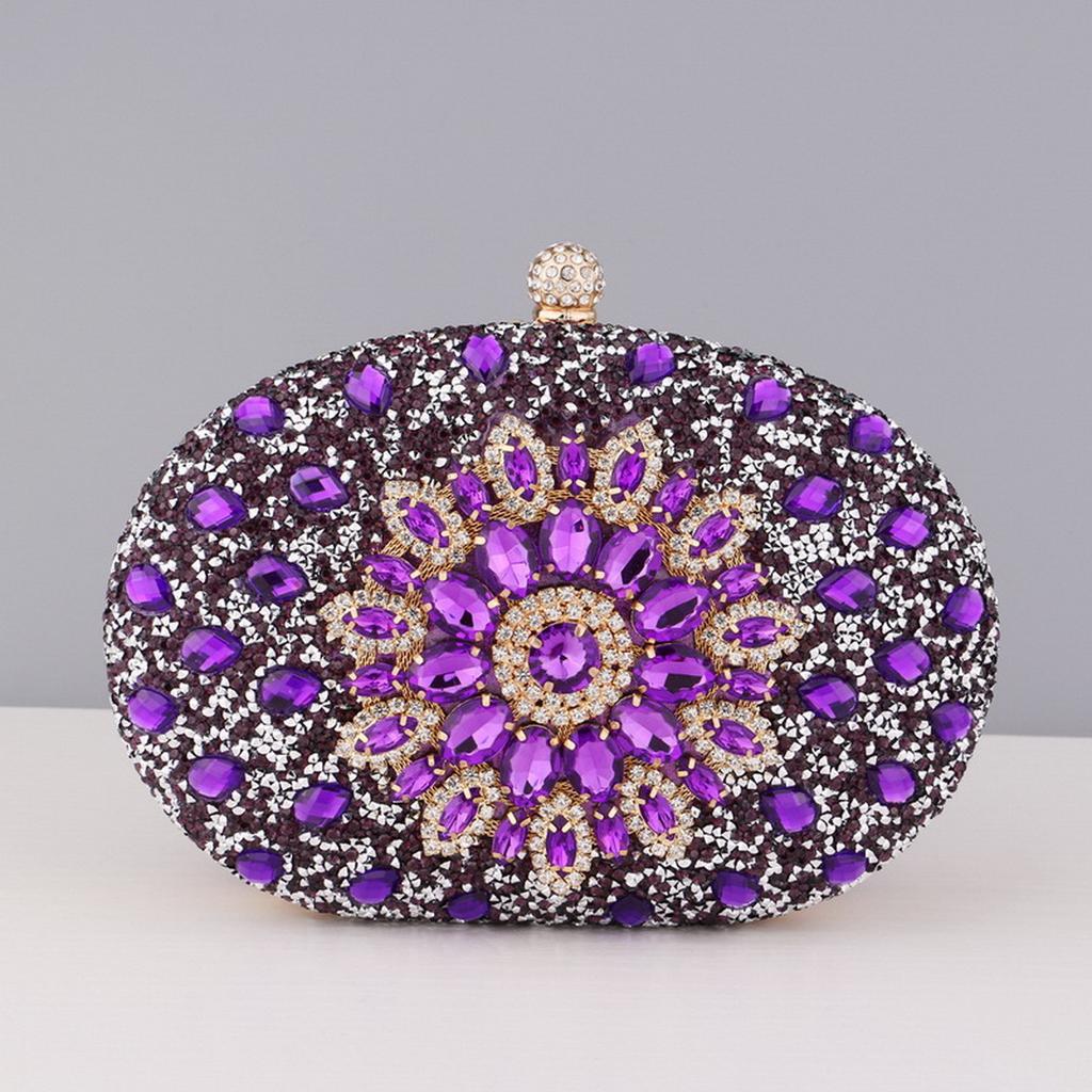 Rhinestone Clutch Purses for Women Evening Wedding Formal - Round Pearl Clasp Handbag - Crystal Diamond Bag