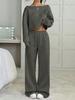 2025 European and American cross-border independent station new women's autumn and winter casual loose round neck long-sleeved sweater trousers suit 