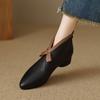 French bow velvet short Martin boots autumn and winter soft leather soft sole thin boots v small ankle boots