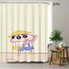 Crayon Shin-Chan All Characters Big Group Photo Scene 2D Print Waterproof Shower Curtain, Vibrant Blue Sky With Full Cast Bathro