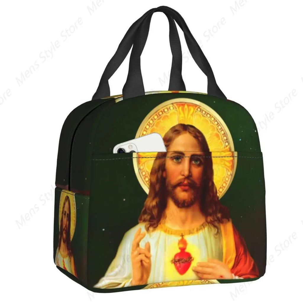 Jesus Biblical Insulated Lunch Bag for Women Religious Christian Resuable Cooler Thermal Food Lunch Box School Work Picnic Bags