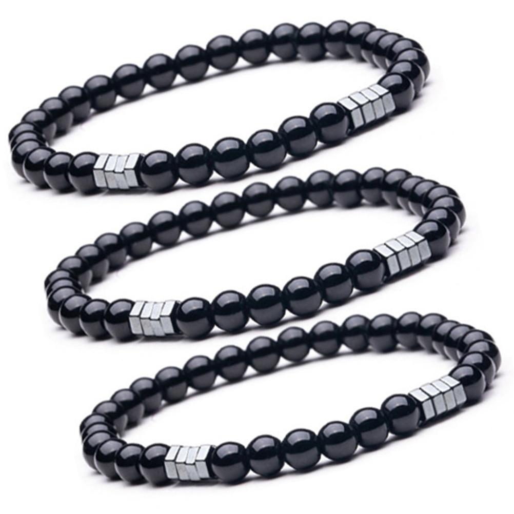 3 Pack Anti Swelling Black Obsidian Anklets Body Slimming Magnetic Black Obsidian Anklet for Women Men Gifts