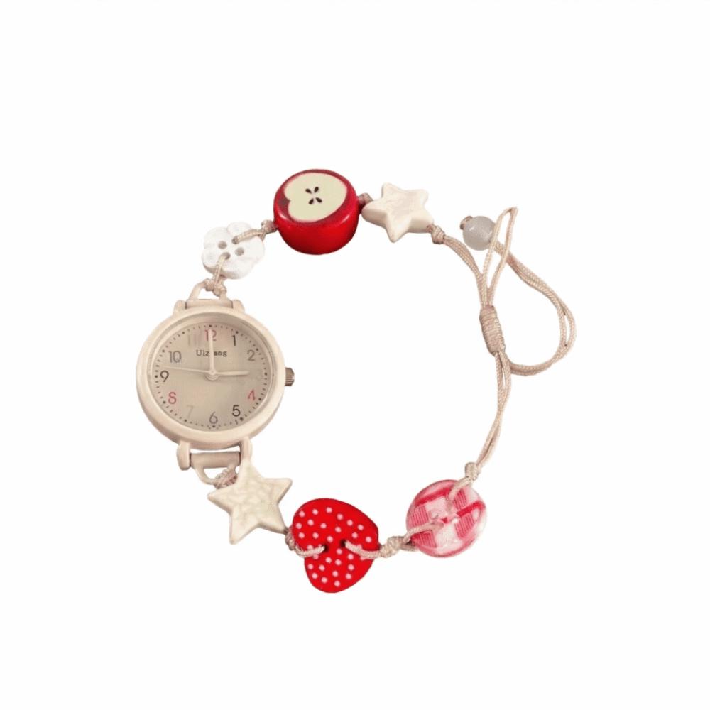 

New Vintage Adjustable Beads Strap Watch Alloy Versatile Quartz Bracelet Wristwatch Stylish Ethnic Star Heart Bracelet Gift