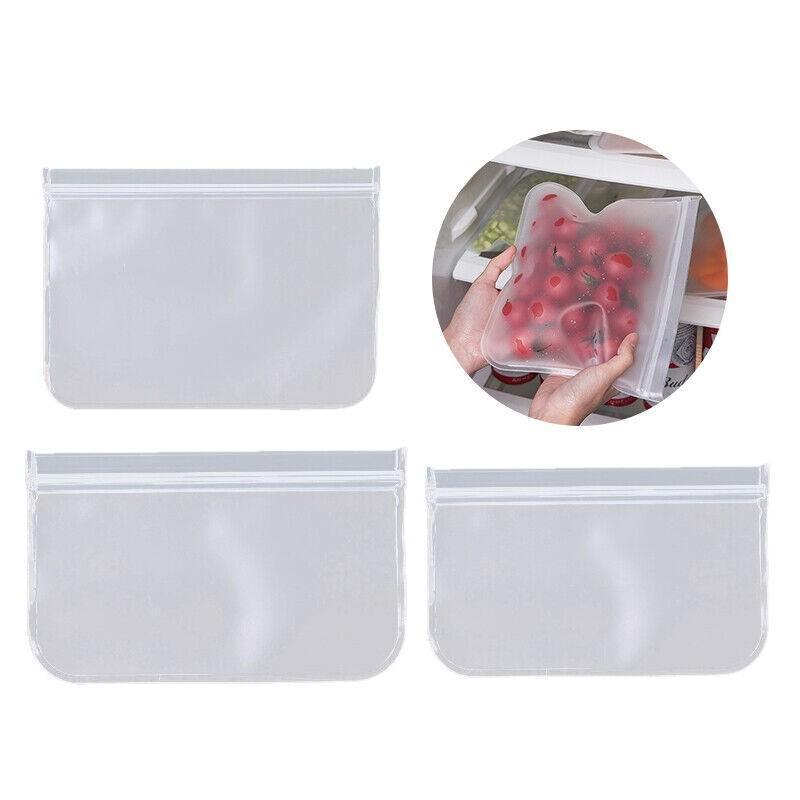 5pcs Food Storage Bag, Washable Reusable Stand-up Zipper Bag, Fruit and Vegetable Sealing Bag, Kithchen Food Fresh Bag Suitable for Lunch