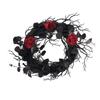 Halloween Wreath Dead Black ABS Artificial Branches Design with Red Flower Door Wreath Garland for Decoration