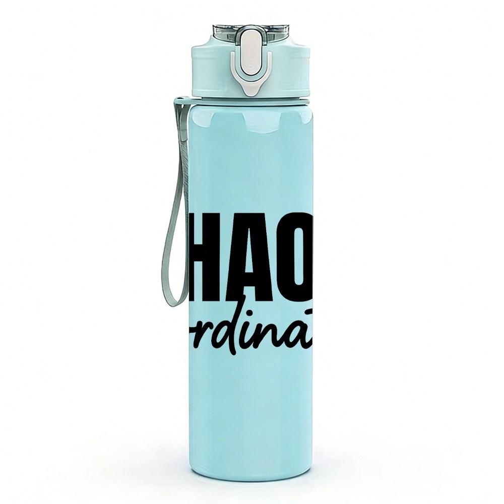 1PC Chaos Coordinator Text Logo 750ml Color Plastic Sports Water Bottle Leakproof Flip Straw Lid Suitable for Sports Office Home Use