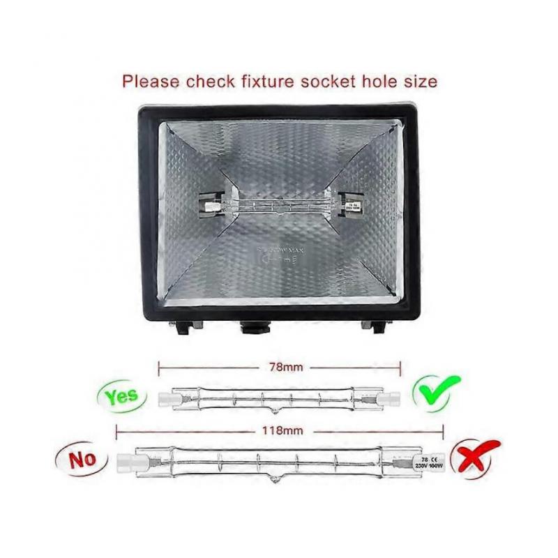 Set von 5 R7S Halogenlampen 78mm 80W 230V, R7S Halogenstab 78mm, R7S Halogenlampe Dimmbarer Halogenstab