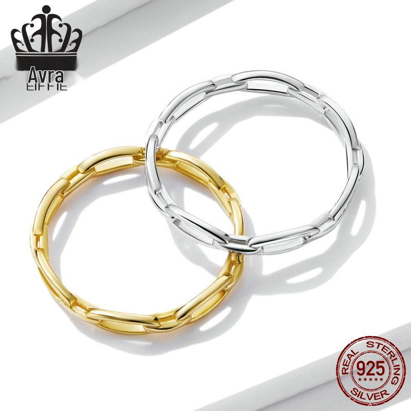 Avle European & American Hot-Selling S925 Sterling Silver Platinum-Plated Hollow Fashion Ring Bracelet for Women