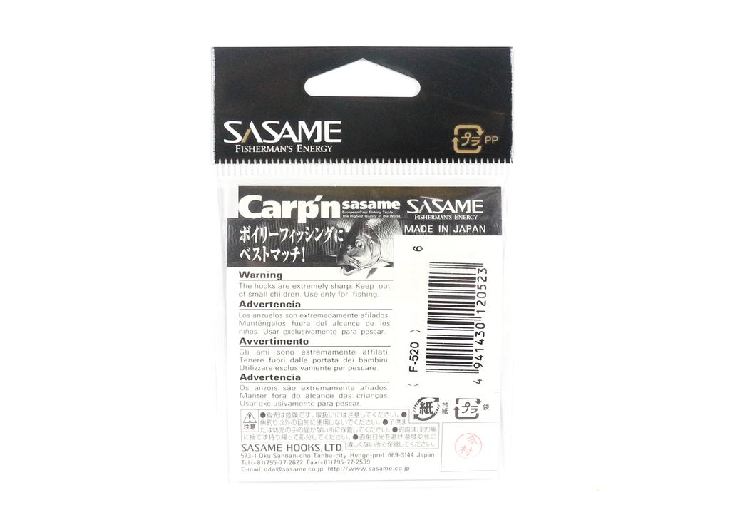 Sasame F-520 Thinner's Barbless Bait Hook Size 6 (0523)
