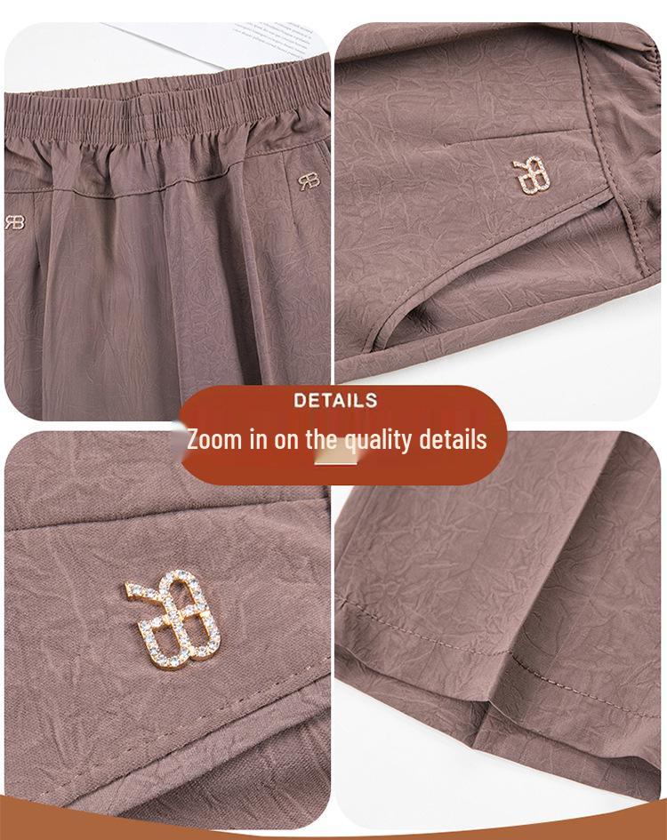 Modische elastische Skinny-Hosen aus Kunstseide mit elastischem Bund für Frauen mittleren Alters und ältere Frauen - Frühling/Sommer, verkürzter Stil