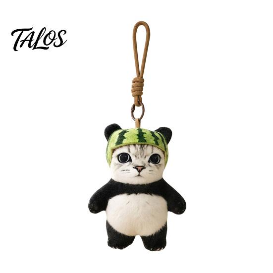 Plush Bag Charm Cat Panda Doll with Watermelon Hat, Cute Soft Stuffed Animal Unique Toy Toy, Charm, Gift for Kids Girls Home Decor Decorative