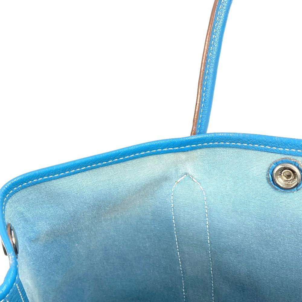 Hermes Garden Party TPM Hand Bag Tote Bag Toile Offishe/Leather Blue