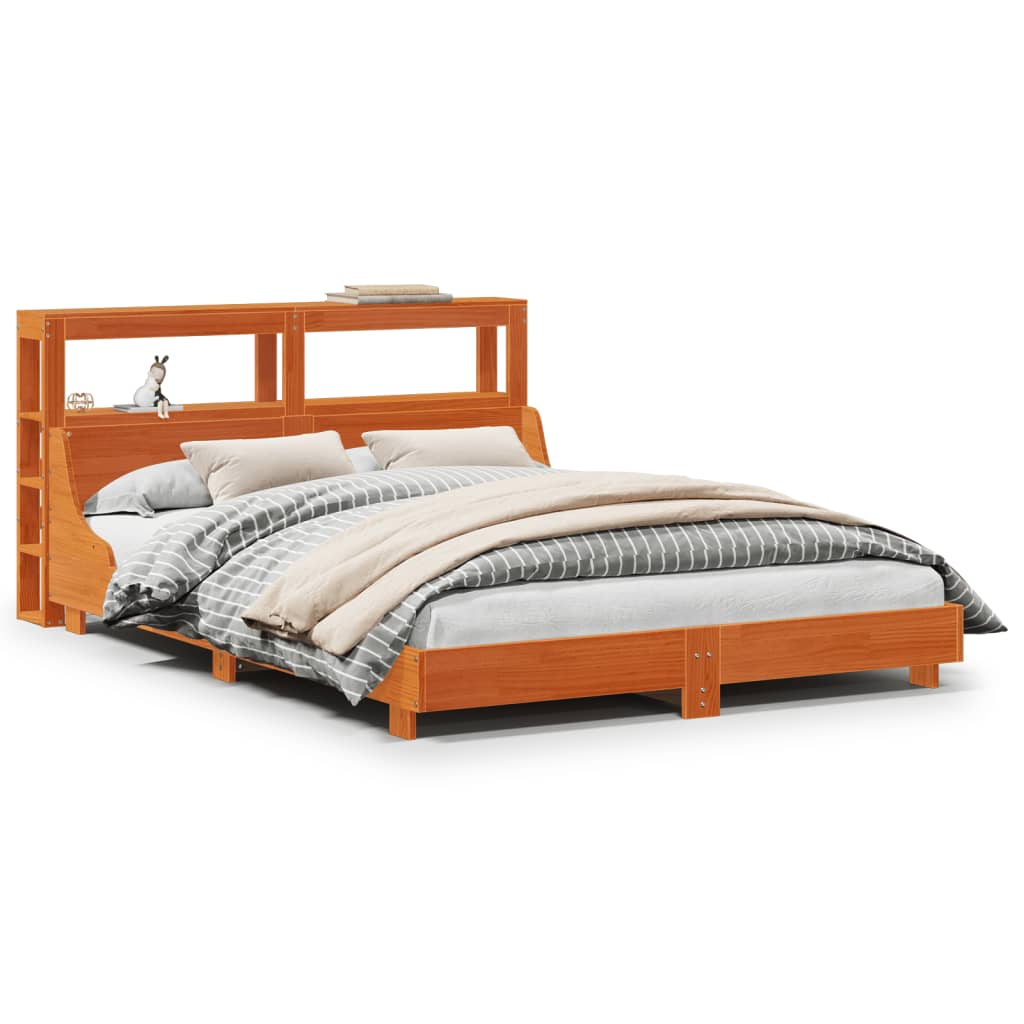 Vidaxl Bed Frame Without Mattress, Waxed Brown, 150X200 Cm, Solid Pine