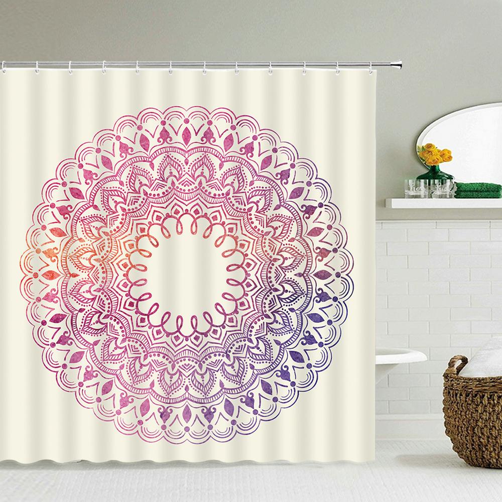 Indian Bohemian Style Shower Curtain Bathroom Waterproof Cloth Printed Mandala Decoration Bath Curtains large 240x180 With Hooks