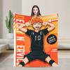Haikyuu Japanese Anime Flannel Blankets Hinata Shoyo Customized Throw Blanket for Sofa Bedding Lounge 125*100cm Quilt,