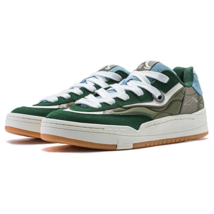 Li Ning GOS 2000 Comfortable Soft Elastic Non-Slip Wear-Resistant Low-Top Skate Shoes Men Sneakers Green AEPU005-1