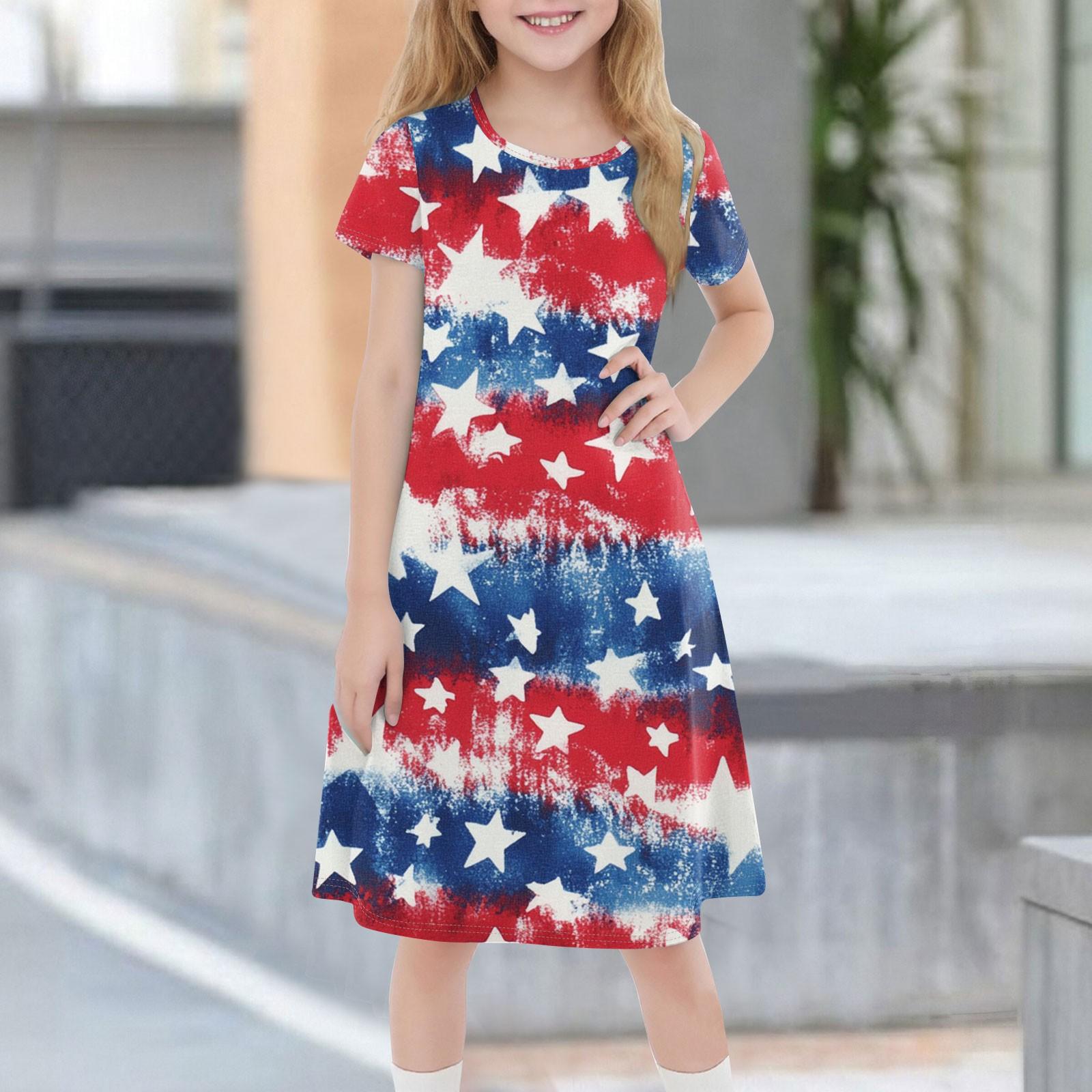Children s Summer Short-sleeved Casual Fashion Round Neck Dress 110