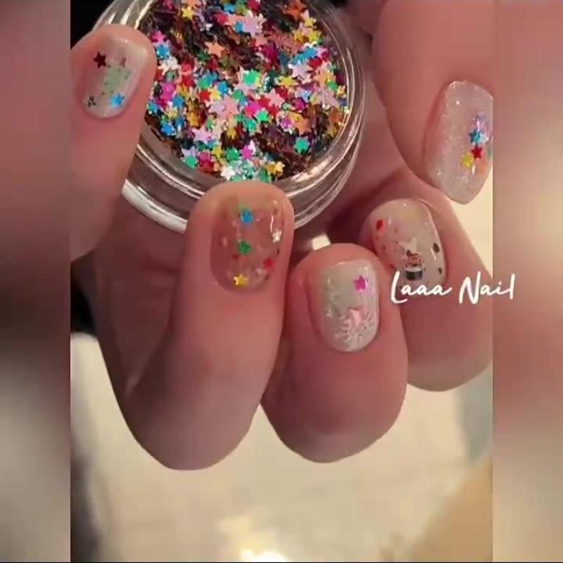 1Jar Mini Sparkling Star Nail Glitter Sparkling Pentagram Nail Decoration Nail Salon Design Cute Accessories Diy Nail Art Design