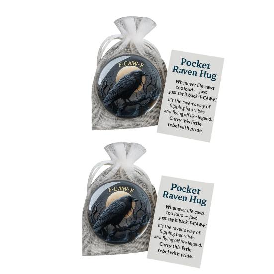 Pocket Raven Hug "F-CAW-F" Motivational Animal Token with Encouragement Card Unique Gift for Friends Family Loved Ones
