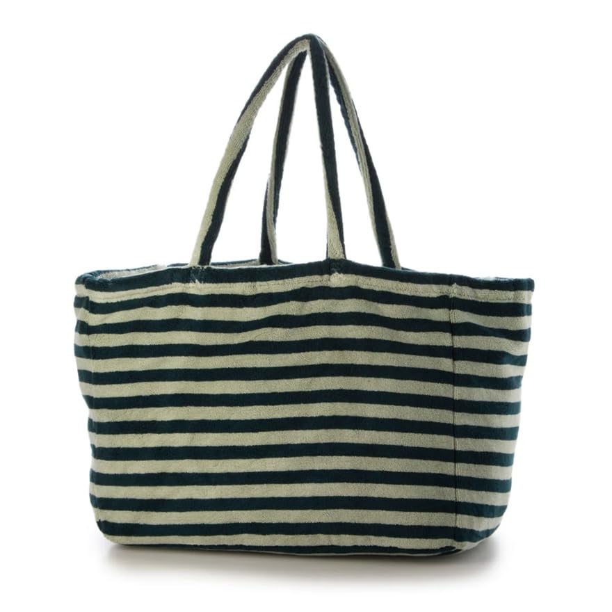 BONGUSTA NARAM WOCHENENDTASCHE, eine große, Damen-Tragetasche aus leichtem Baumwoll-Frottee mit Streifen (BON27), perfekt für den Sommer, den Strand, den