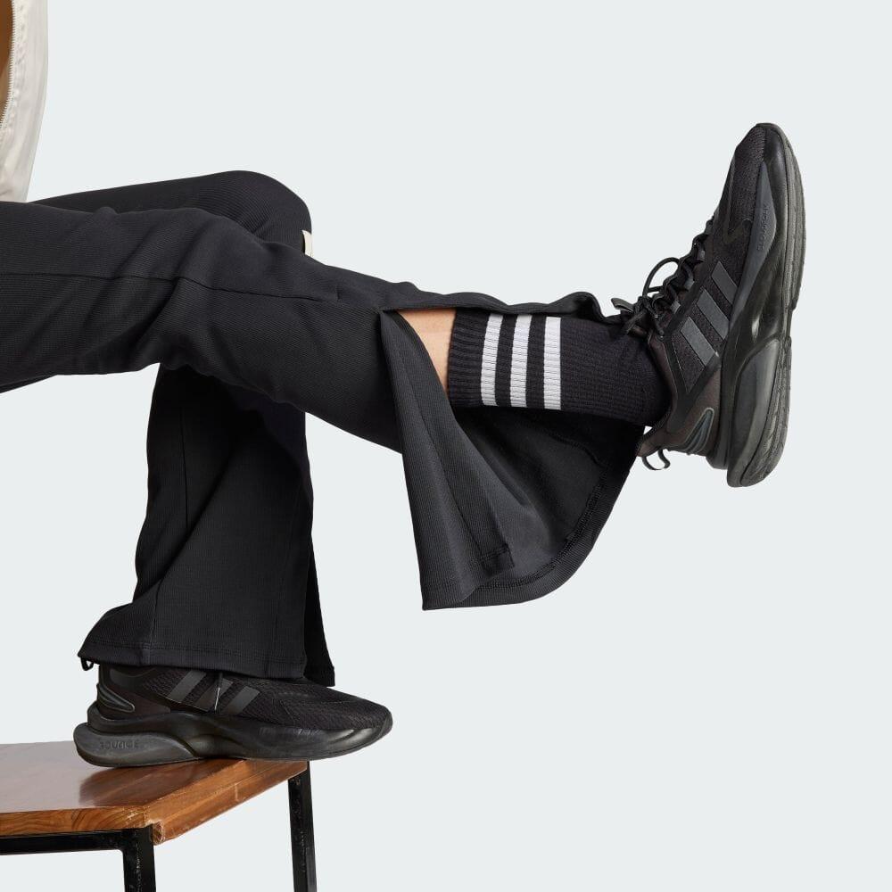 Adidas Solid Color Lace-Up Slim Fit Flared Casual Pants Women Bottoms Black IJ8454