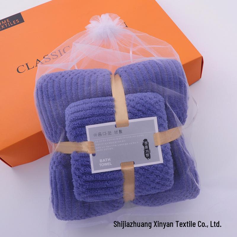 

Coral Fleece Warp-Knitted Bath Towel - Soft, Absorbent, Lucky Grid Design for Daily Use 75*35 cm Washcloth and 140*70 cm Bath Towel