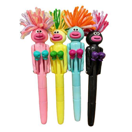 Funny Boxing Pens Fried Hair Boxing Robot Ballpoint Pens with Punching Arm for Office School Home Supplies Novelty Gifts for Christmas Birthday