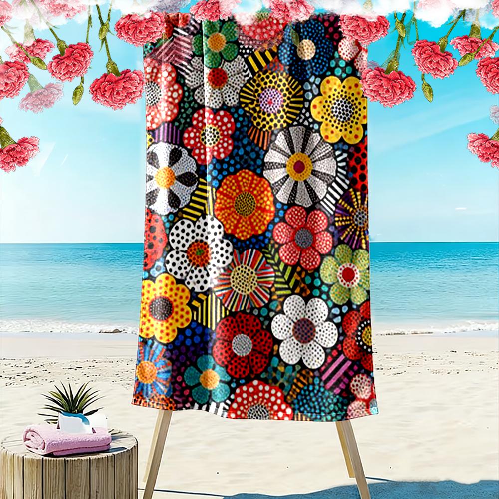 Colorful Floral Pattern Design Beach Towel Quick-drying for Travel Outdoor Sports Jogging Beach and Swimming