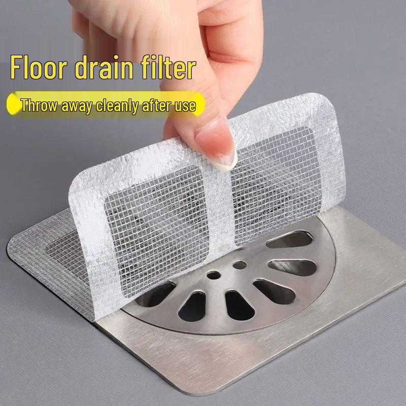 Disposable Anti-Clogging Drain Sticker for Kitchen and Bathroom - Hair Catcher and Insect-Proof Mesh