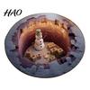 Indoor Festive Area Rug Christmas 3D Rug, Illusion Round Decorative Winter Seasonal Floor Mat, Carpet for Home Living Room Holiday Decoration Decor