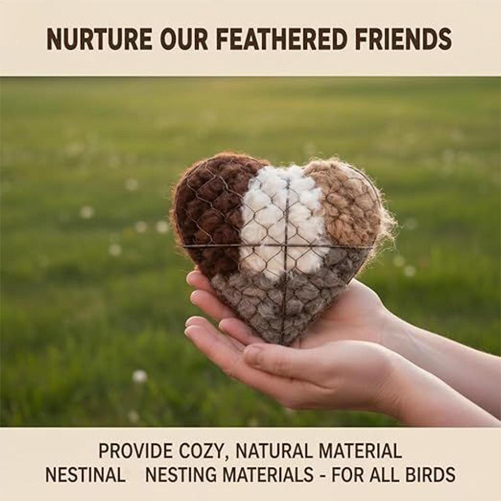 Bird Nesting Heart Refillable Hangable Outdoor Holder Fiber Bird Nesting Material for Parakeet Hummingbird Cockatiel Canary