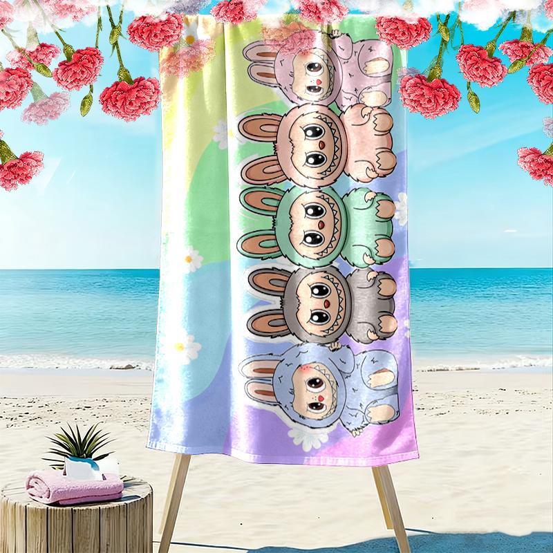 1pc LABUBU Beach Towel, Outdoor Beach Towel Ideal Beach Necessities and Vacation Items