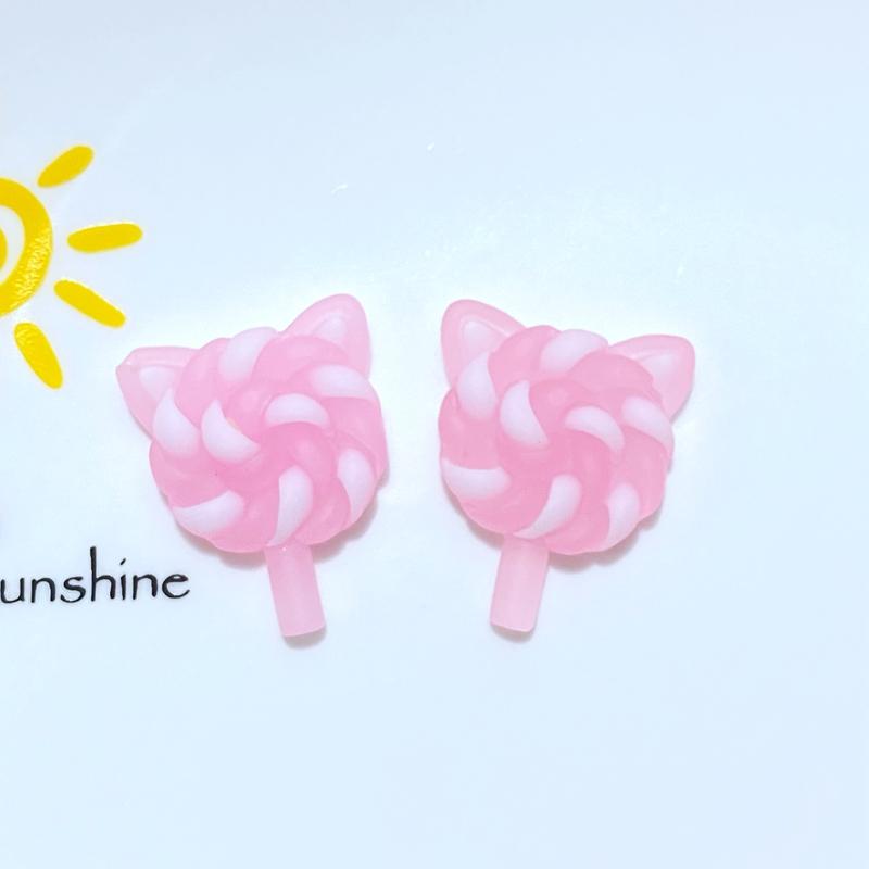 

12Pcs New Mini Cute Cat s Head Lollipop Series Resin Flatback Cabochon Scrapbook Kawaii Embellishments Accessories