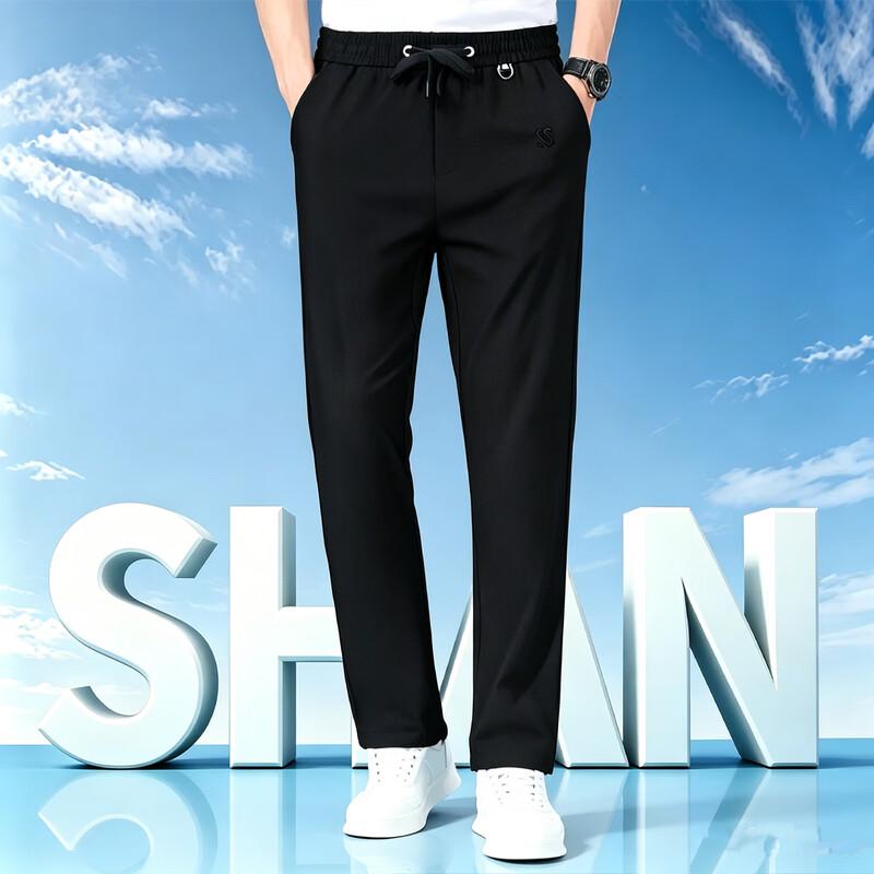 Мужские летние дышащие повседневные брюки SHANSHAN из смесовой льняной ткани 2XL чёрный