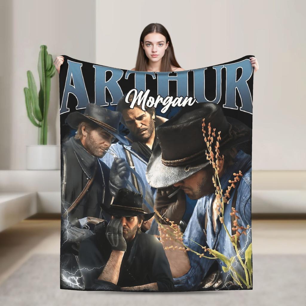 Arthur Morgan West Cowboy Action King Game Character Blanket Red Dead Redemption Plush Bedding Throws For Bedroom Flannel Cover